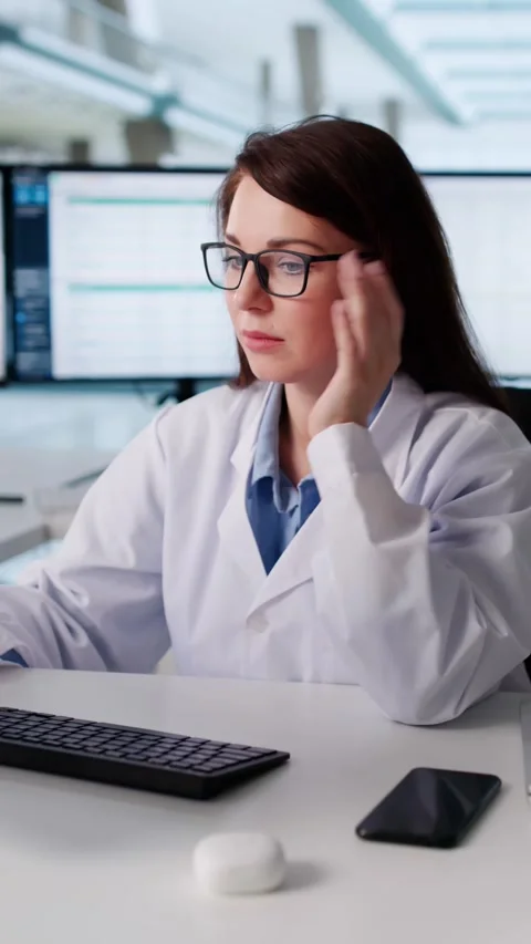 Doctor Frustrated At Multiple Spreadsheet Errors In Clinic Stock Footage 322869800