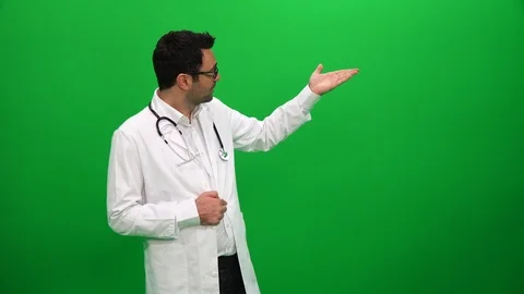 Doctor Giving Presentation Green Screen Background Stock Footage 88652401