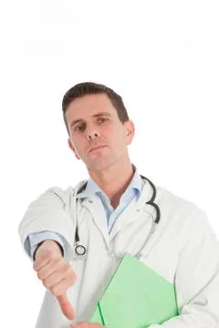 Doctor giving a thumbs down gesture Foto stock