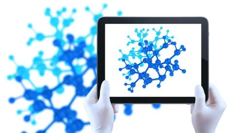 Doctor hand using tablet computer show molacuiles structure イラスト素材