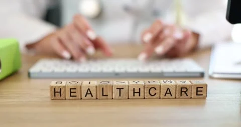 Doctor hands on computer keyboard and healthcare Stock Footage 284848464