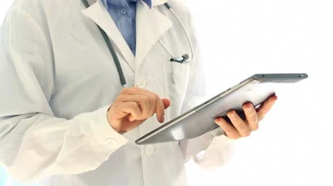 Doctor hands with tablet computer, isolated Stock Footage 8852792