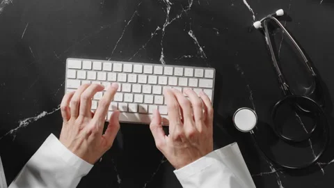 Doctor Hands typing on keyboard Видео 221266898