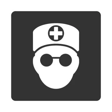 Doctor Head Flat Button Stock Illustration