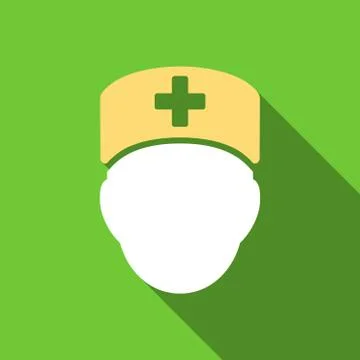 Doctor Head Flat Long Shadow Square Icon Stock Illustration