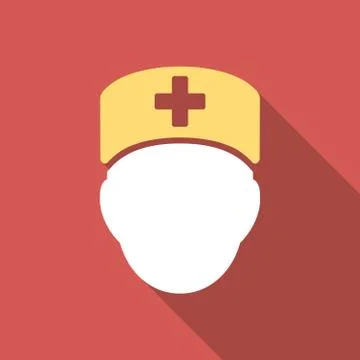 Doctor Head Flat Square Icon with Long Shadow Stock Illustration
