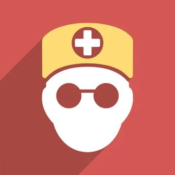 Doctor Head Flat Square Icon with Long Shadow イラスト素材