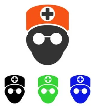 Doctor Head Flat Vector Icon Illustrazione stock