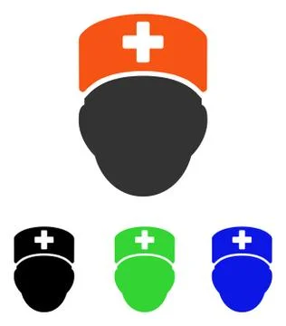 Doctor Head Flat Vector Icon Illustrazione stock