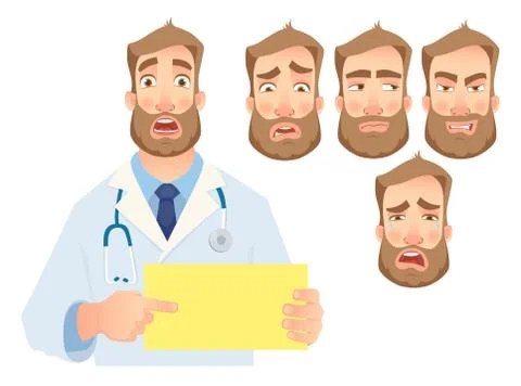 Doctor holding blank sign Stock Illustration