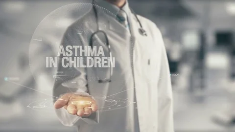 Doctor holding in hand Asthma in Children Stock Footage