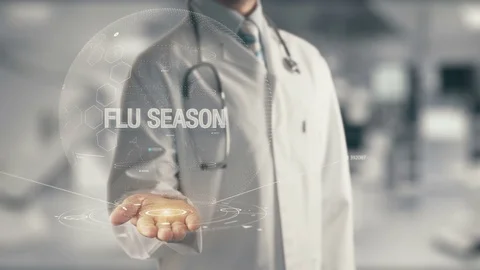 Doctor holding in hand Flu Season Stock Footage