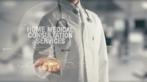 Doctor holding in hand Home Medical Consultation Services Stock Footage