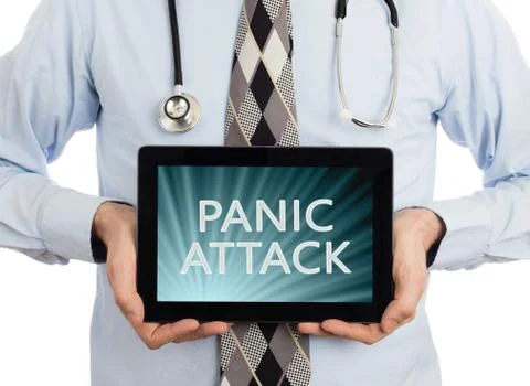 Doctor holding tablet - Panic attack Stock Photos