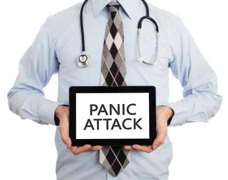 Doctor holding tablet - Panic attack Stock Photos