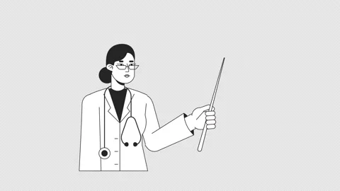 Doctor holds pointer bw animation 動画素材 239019542