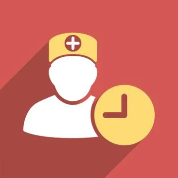 Doctor Hours Flat Square Icon with Long Shadow Illustrazione stock