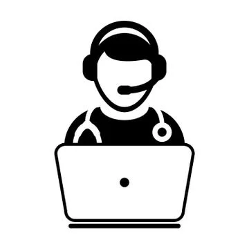 Doctor Icon - Flat Vector Person Avatar Symbol Online Consultation Stock Illustration