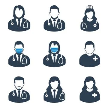 Doctor Icon Set. Editable Vector. Stock Illustration