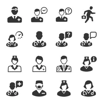 Doctor Icon Set  Gray Version Illustrazione stock