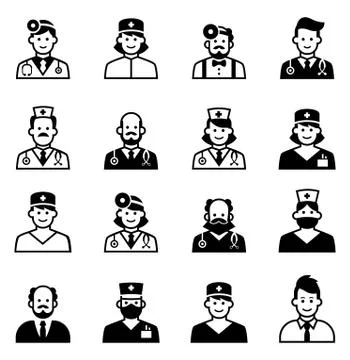 Doctor icon set. Stock Illustration