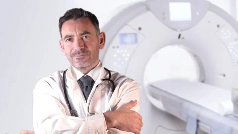 Doctor infront of Ct Scanner Video stock 248961945