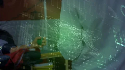 Doctor instructing patient squeezing dynamometer while hologram showing Stock Footage 317660364