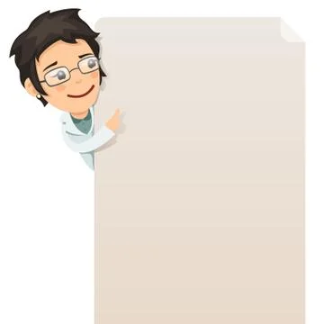 Doctor looking at blank poster Stock Illustration