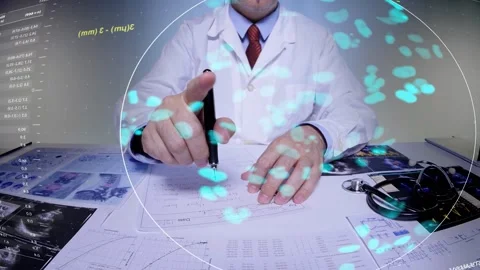 Doctor Looking Computer Screen  Stock Footage 202147093