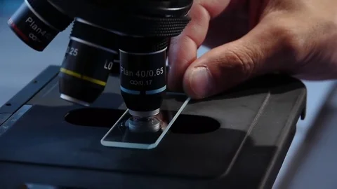 Doctor looking through a microscope Video stock 76950950