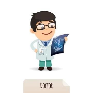 Doctor looking at x-ray Stock Illustration