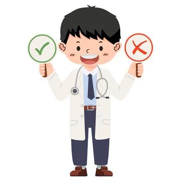 Doctor  making decision right or wrong Illustrazione stock