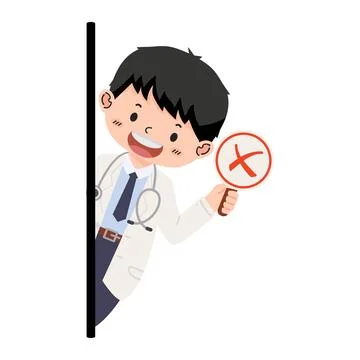 Doctor  making decision wrong behind the wall Illustrazione stock