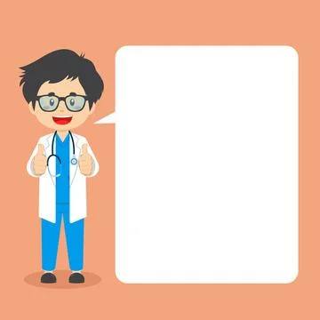 Doctor Making Thumb Up with Speech Bubbles Stock Illustration