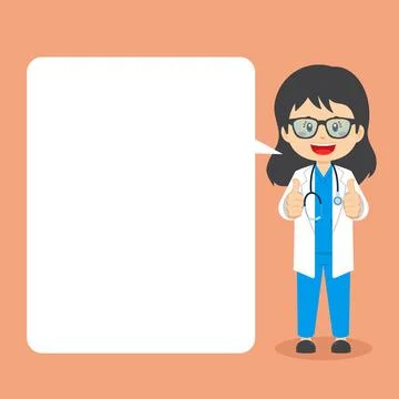 Doctor Making Thumb Up with Speech Bubbles Stock Illustration