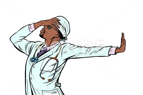 Doctor man medicine. shame denial gesture no Stock Illustration