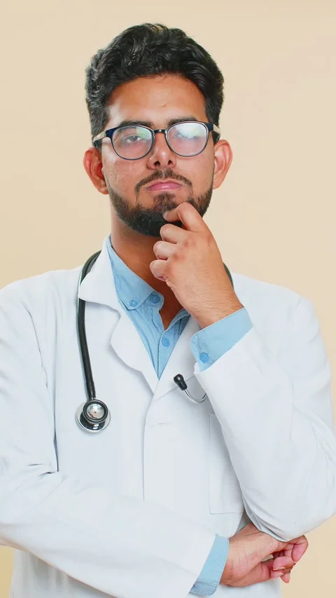 Doctor man tired bored expression, exhausted of tedious story, not interested in Stock Footage 323337973