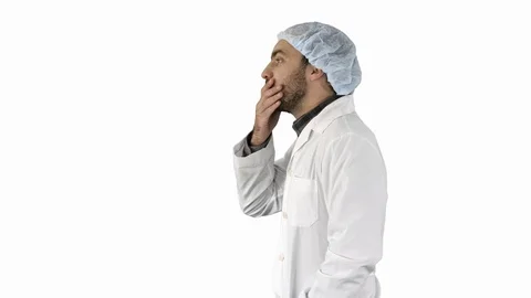 Doctor man walking stressed with hand on head, shocked with shame and surprise Vídeos de archivo 117309499