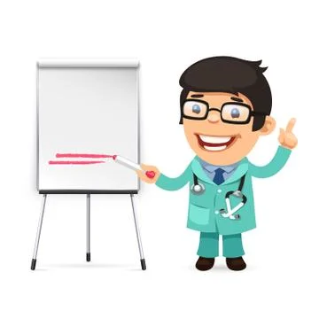 Doctor With Marker in Front of the Flipchart Stock Illustration
