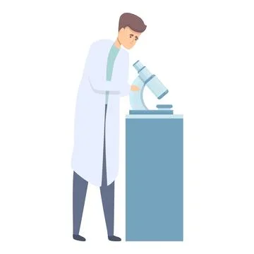Doctor microscope icon cartoon . Lab research Stock Illustration