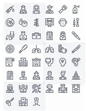 Doctor Modern Vector Collection with 45 Bold Line 64x64 PIXEL Perfect Icons Stock Illustration