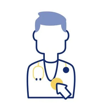 Doctor with mouse cursor line style イラスト素材