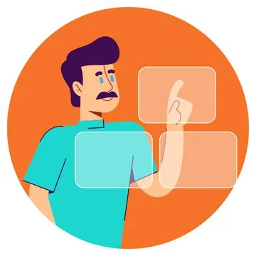 Doctor with multiple screens Stock Illustration