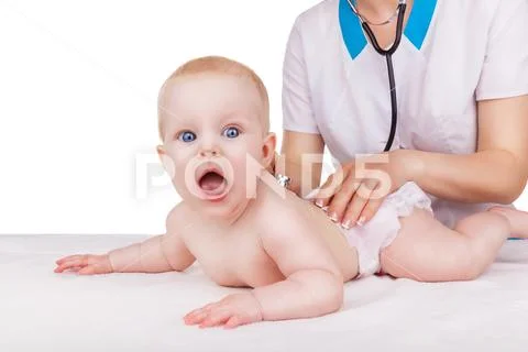 Doctor With Newborn Isolated On A White Background