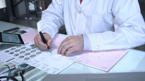 Doctor in office checking data   스톡 동영상 210146779