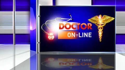 DOCTOR ONLINE Virtual studio Illustrazione stock
