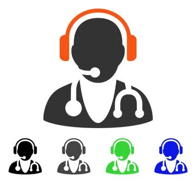 Doctor Operator Flat Icon Stock Illustration