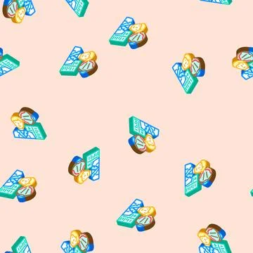 Doctor optometry vision eye isometric icon seamless pattern Stock Illustration