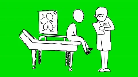Doctor Patient - Animation - Hand-Drawn - Green Screen - Loop Stock Footage