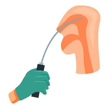 Doctor performing nasal endoscopy using a flexible endoscope Stock Illustration